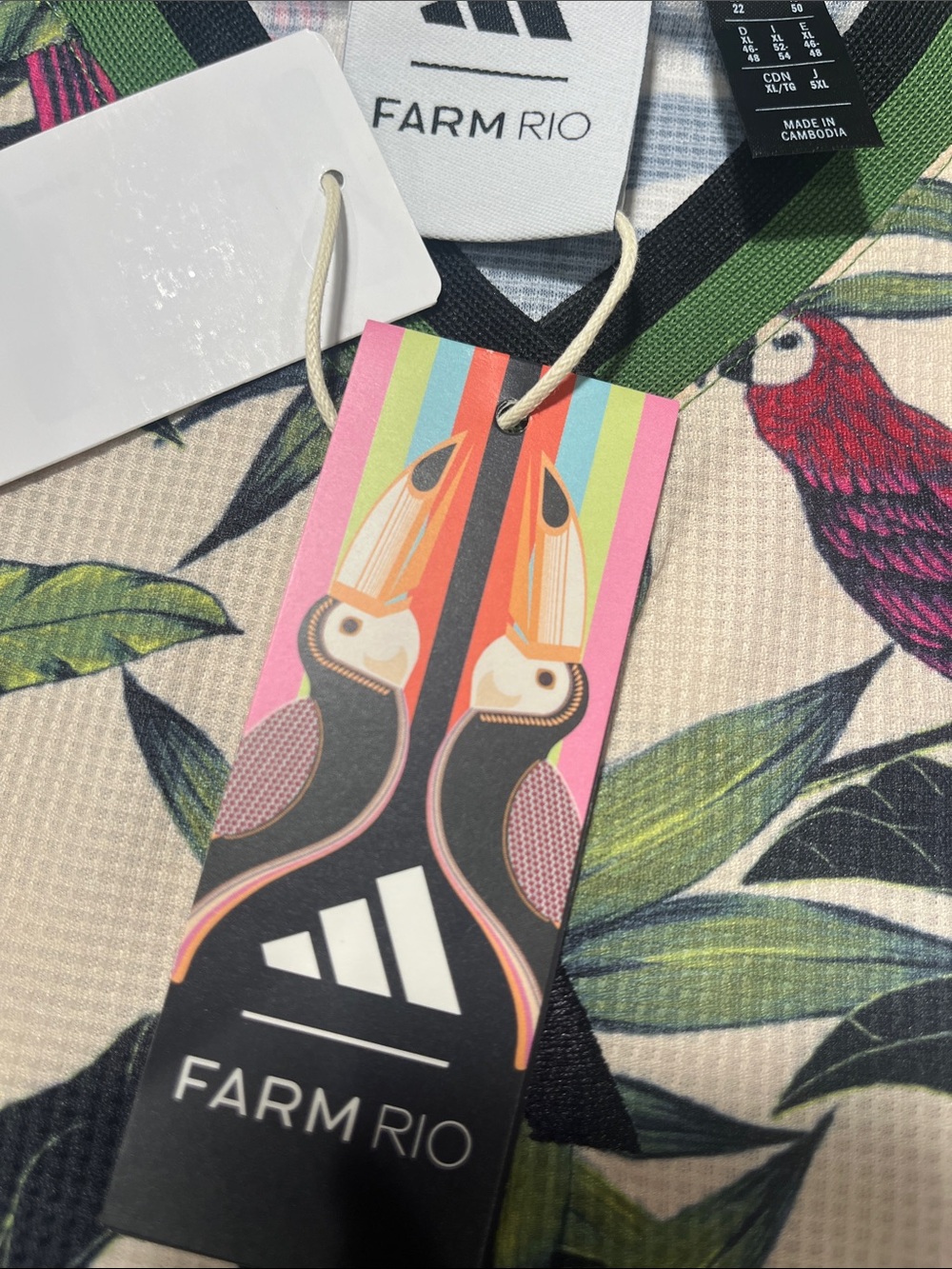 adidas Cream Green Pink Tropical Parrot Short Sleeve Tee - Picture 6 of 9